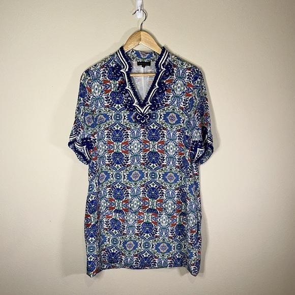 Rebeeca by Lily Soutache Trim Silk Mini Dress Women Size Medium Casual Travel - Picture 9 of 9